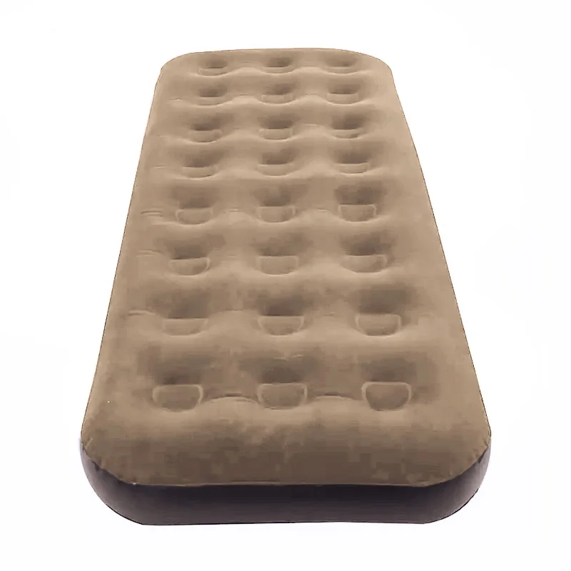 single size camping PVC flocked Inflatable  Air Mattress