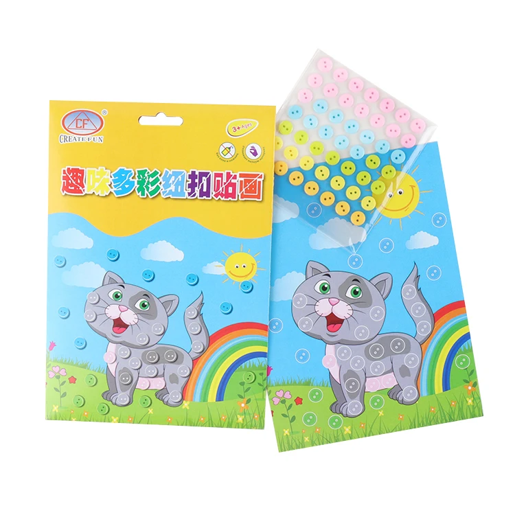 Kids DIY Button Stickers Drawing Toys Funny Game Handmade School Art Class Painting Craft Kit