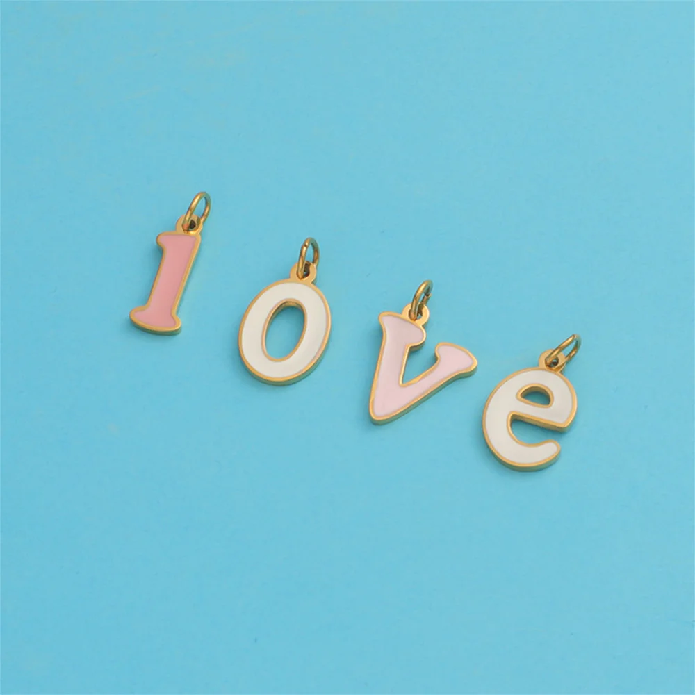 2024 New Arrival Gold Plated Stainless Steel Letter Charms Multicolor A-Z Alphabet Charms letter For jewelry Making Necklace