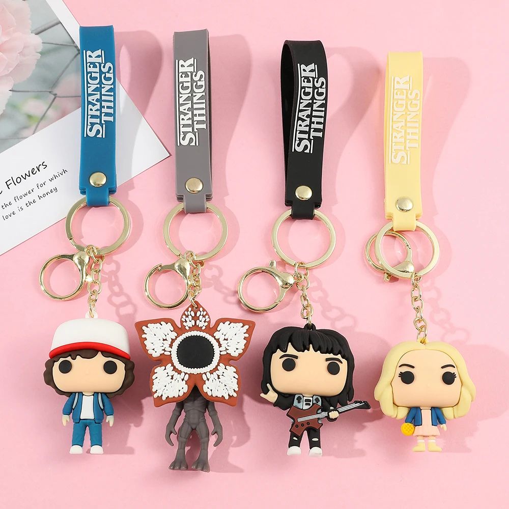 Stranger Rafflesia Spp Monster Keychains Eleven Dustin Silicone Pendant Keyrings 11 Doll Car Key Holder for Backpack Jewelry