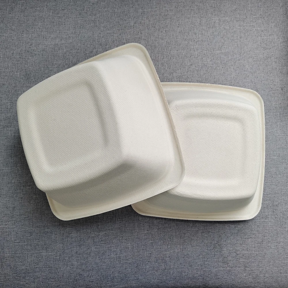 Bamboo Square Bowl Biodegradable  compostable sugarcane pulp salad bowl
