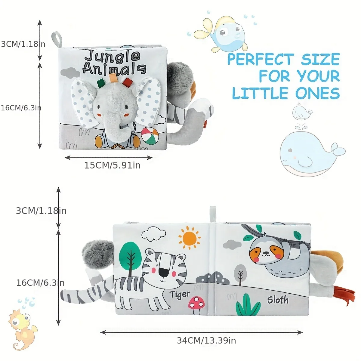 Cloth book early education baby can not be torn and chewed 3D tail 8 months baby cognitive animal educational toys