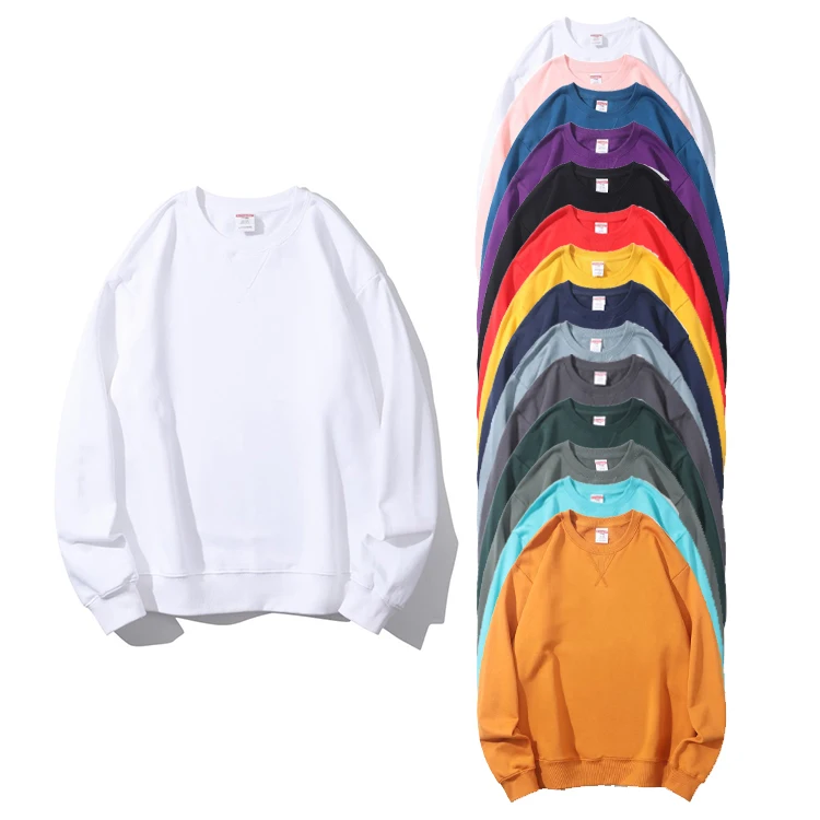 Crewneck Plain Cotton Sweaters Embroidery logo men autumn Sweater Custom white sweatshirt