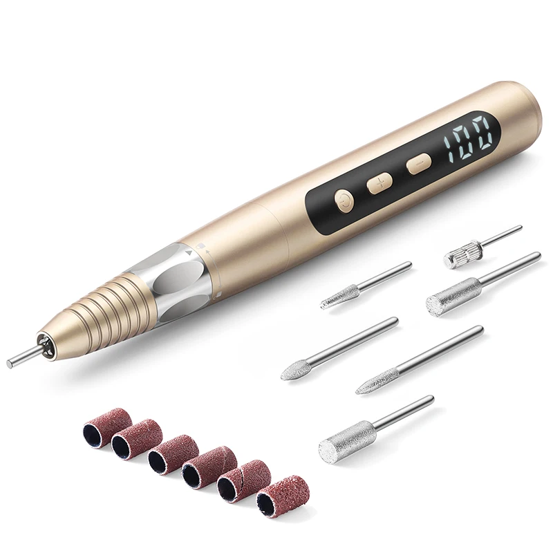 Высокое качество индивидуальный ЖК-дисплей электрическая дрель для ногтей ручка с бесщеточным двигателем 30000 об/мин