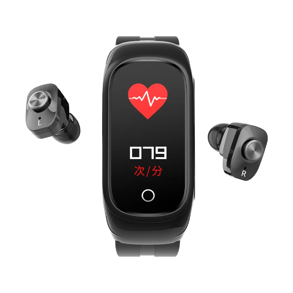 2023 Heart Rate Fitness Tracker Blood Pressure Monitor 2 in 1 Earphone Men Women Smart Sport Smartwatch PKW26+ T500