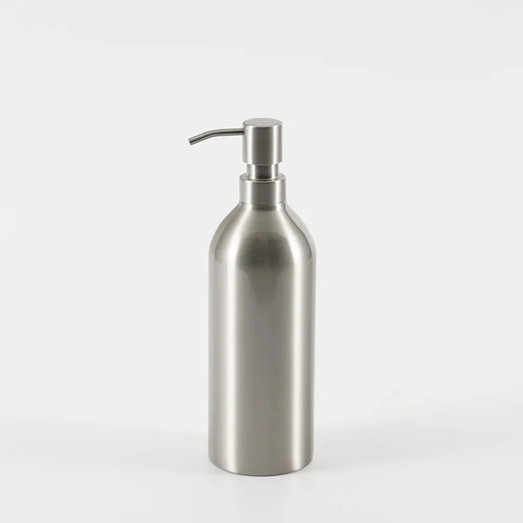 Brushed over table cosmetic 700ml hand sanitiser metal lid stainless steel lotion bottle dispenser pump for hotel room