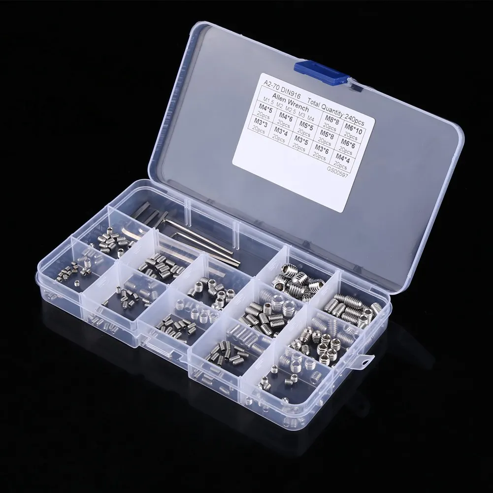 Din916 M3 M4 M5 M6 screw stainless steel hex socket grub set screw
