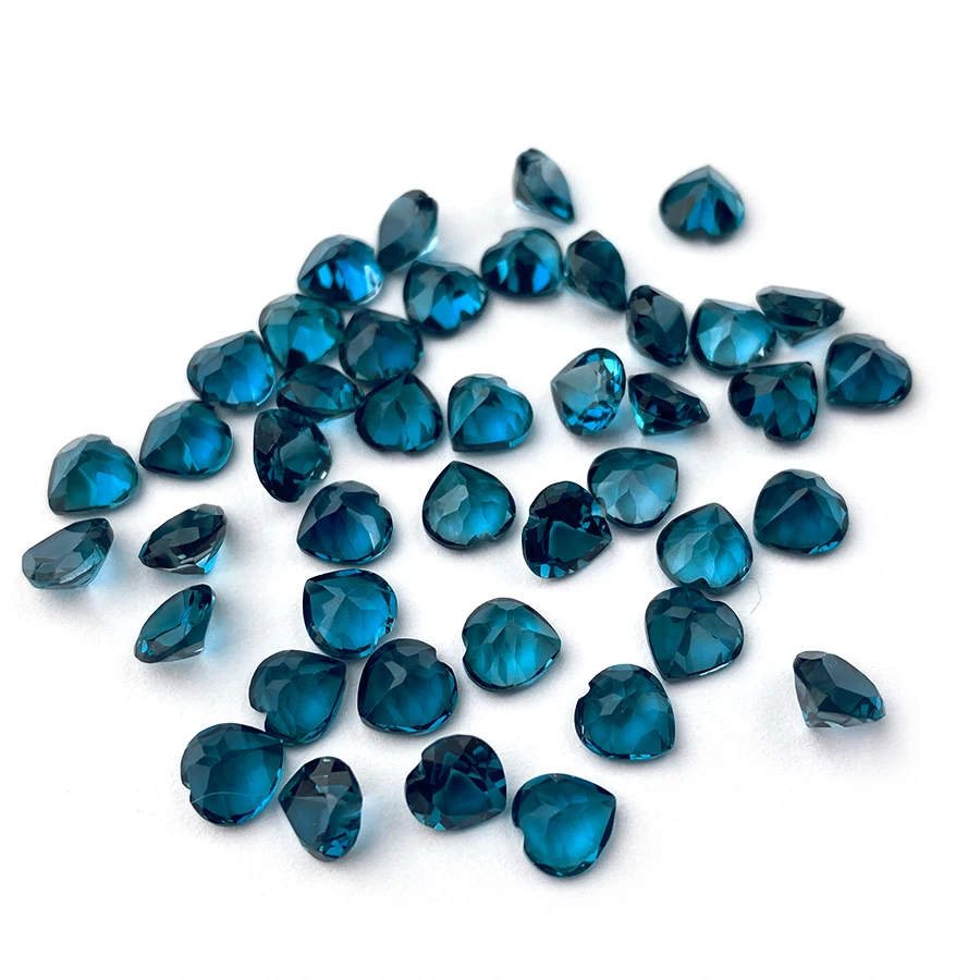Natural London Blue Topaz Gems Custom Cut Size Shape Wholesale High Quality Heart Shaped Carving Surface  Loose Gemstone Topaz