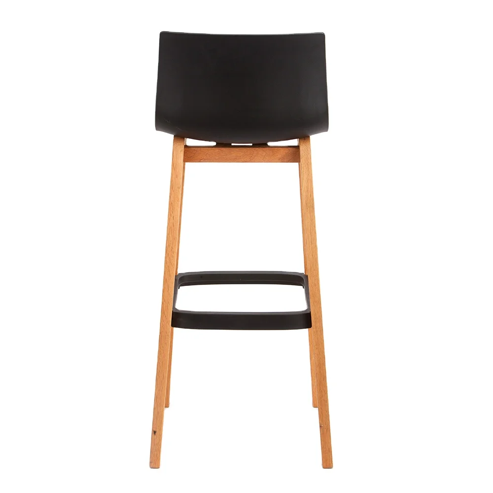 Wooden leg black plastic counter height stool kitchen wood high chair for bar table