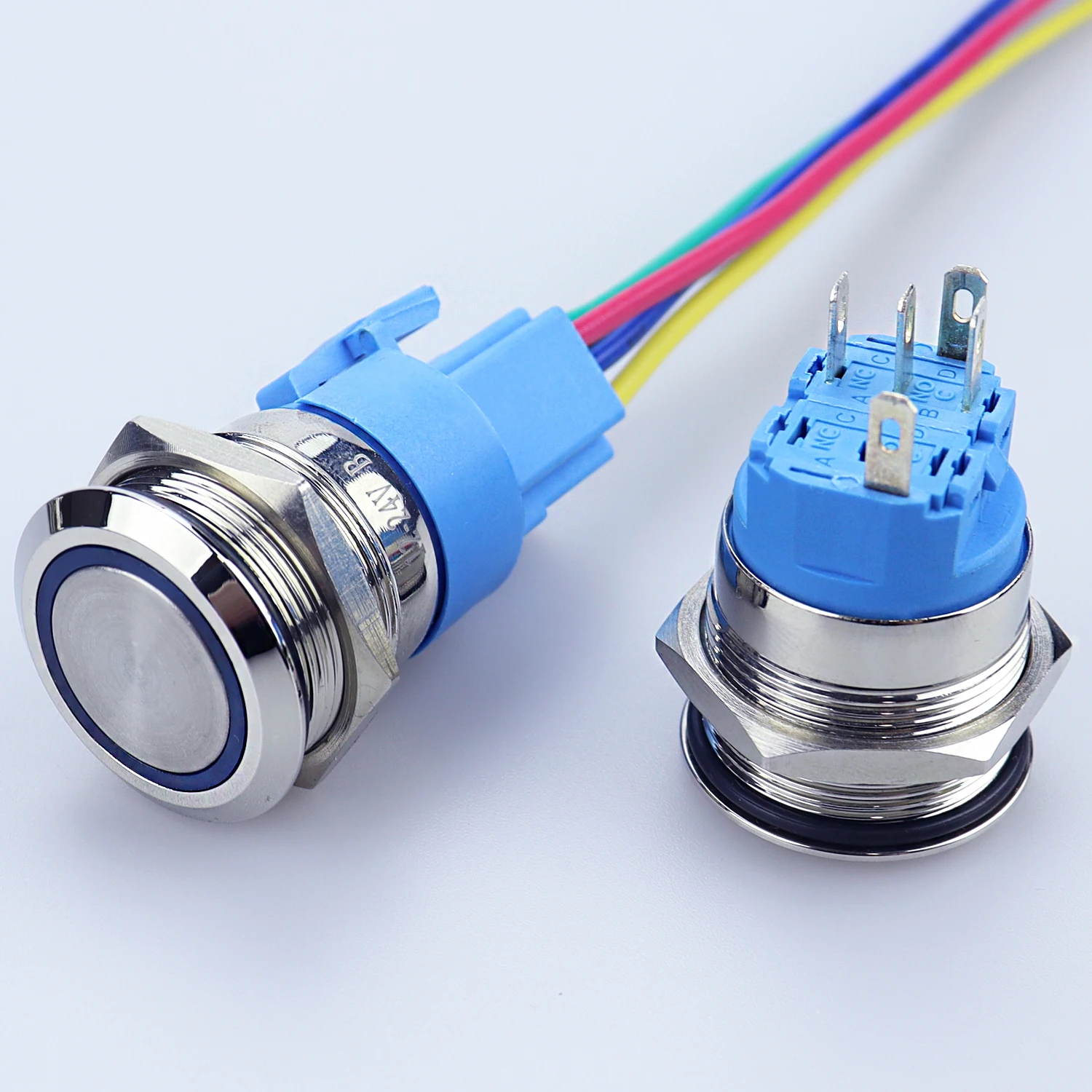 Stainless Steel Metal Push Button Switch with Connector Waterproof Momentary LED Small Push Button Switches 22mm 10mm 12mm 16mm