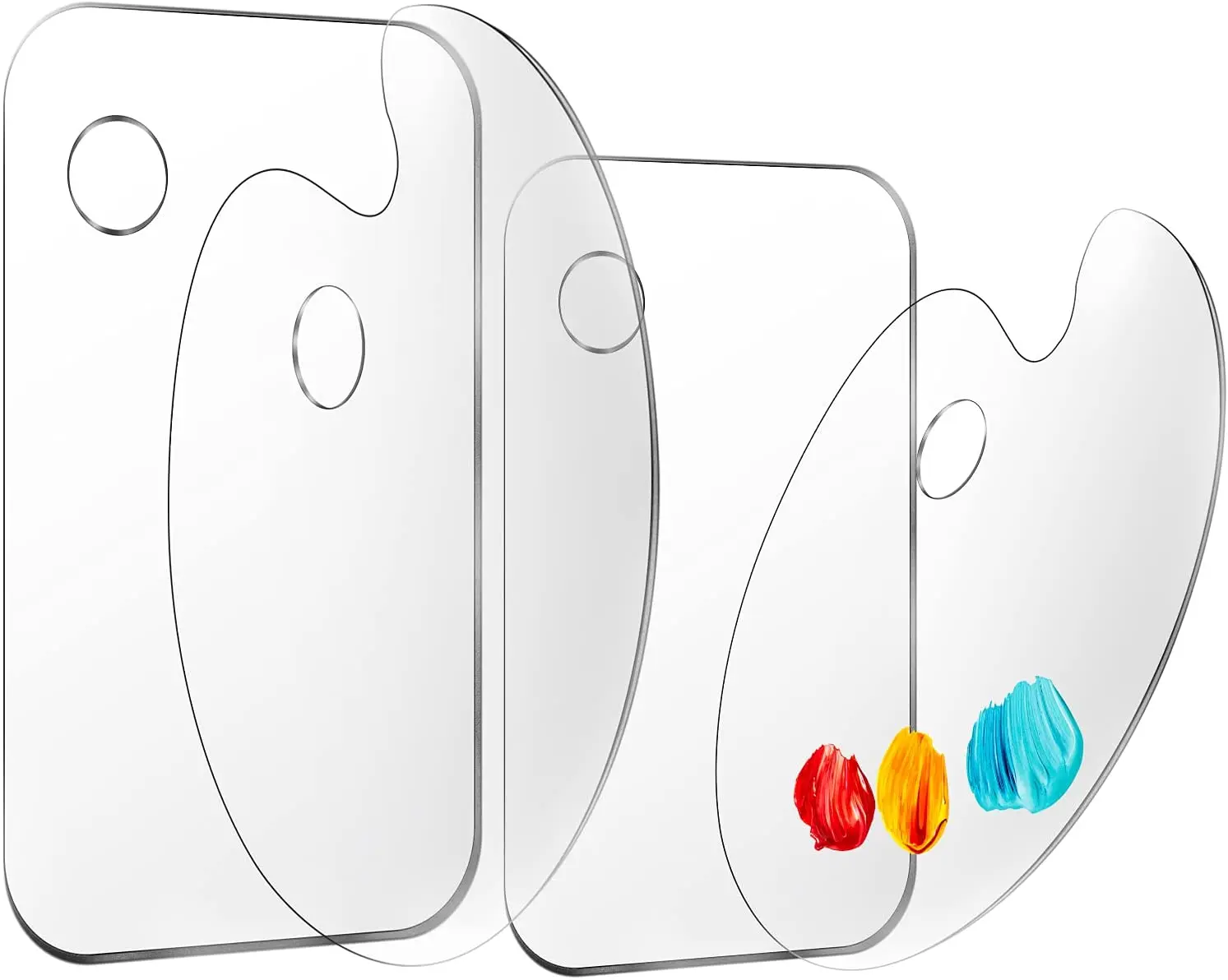 Adult hand painting empty watercolor palette Oval Shape Transparent Acrylic Artist Paint Palette  kids watercolor palette