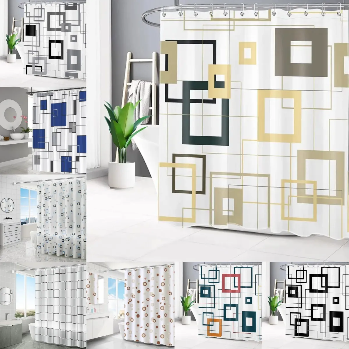 Factory wholesale 3D Peva Material bathroom set with 12 plastic hooks waterproof 72X72 Inc transparent shower curtain