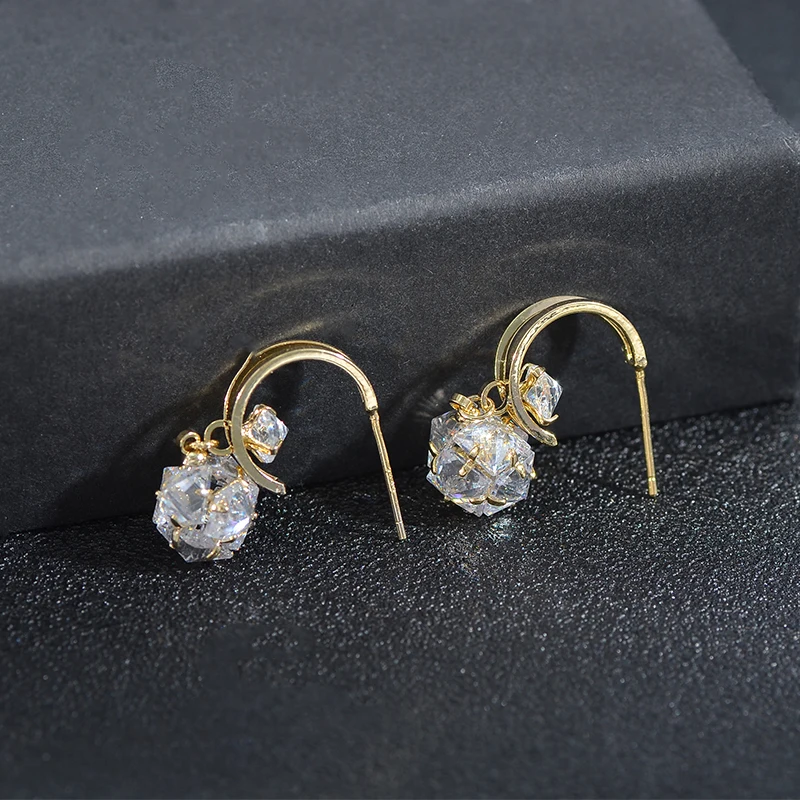 ED87492 Korean fancy earrings for party girls fashion gold plated women jewelry crystal ball drop stud earrings