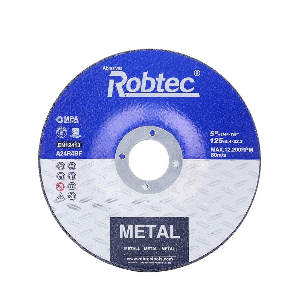 Robtec 5 inch 125x6.0x22.2mm metal and stainless steel grinding wheel for whole sale made in China