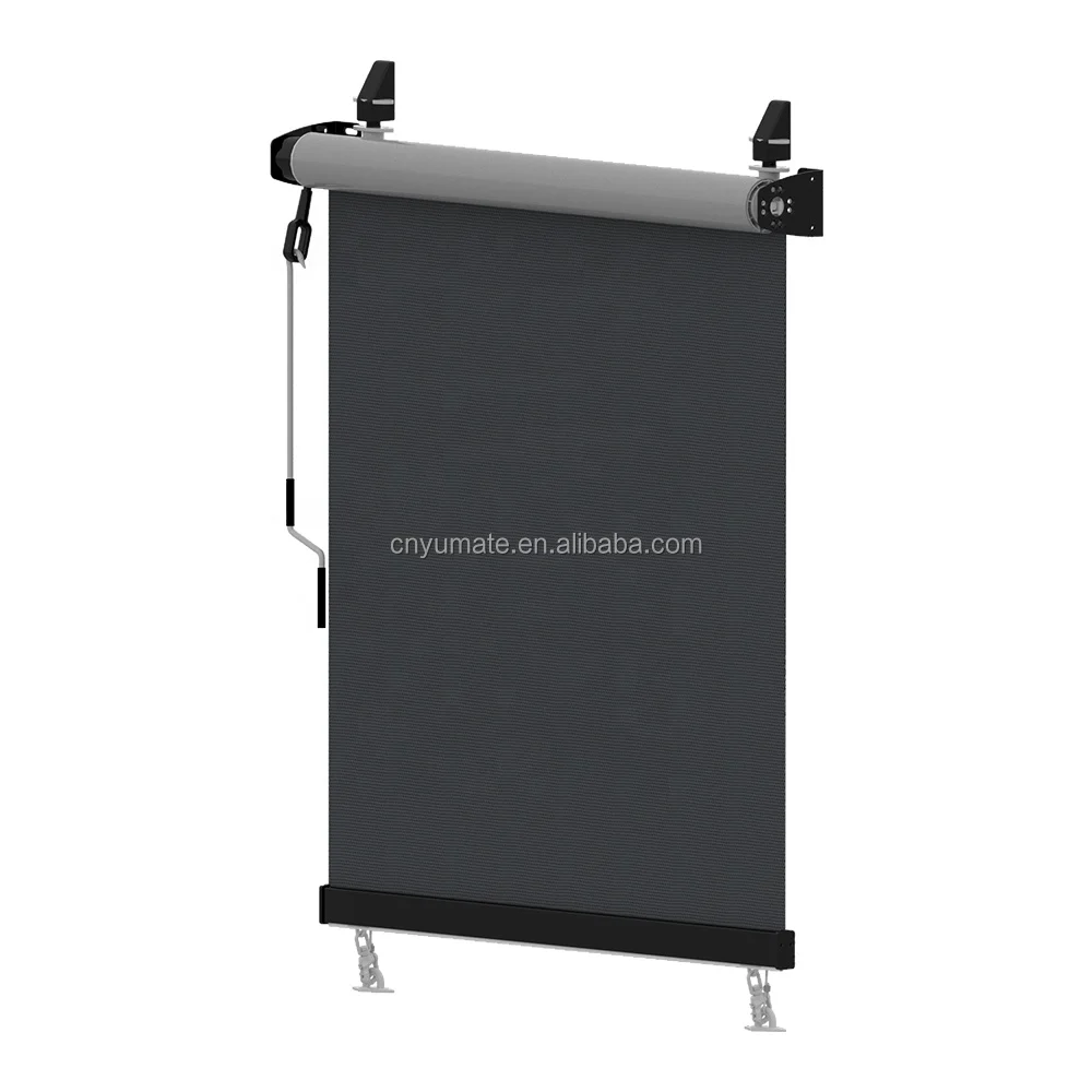 Anti-uv Outdoor Zip Manual Retractable Roll Window Transparent Shade For Windows Restaurant
