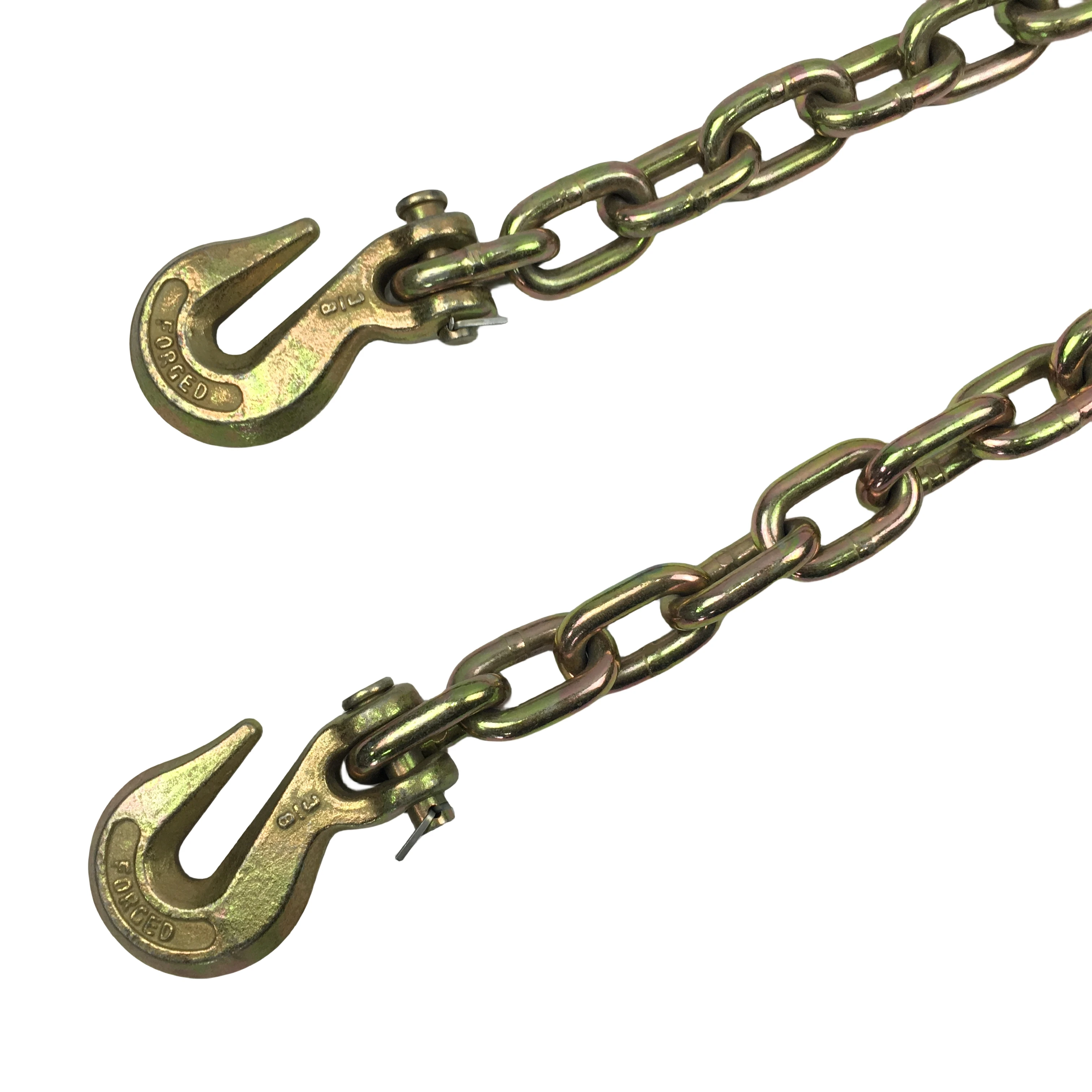 Tow Truck Chains Yellow Zinc Transport Chain G70 Tow Down Chain With Clevis Hook