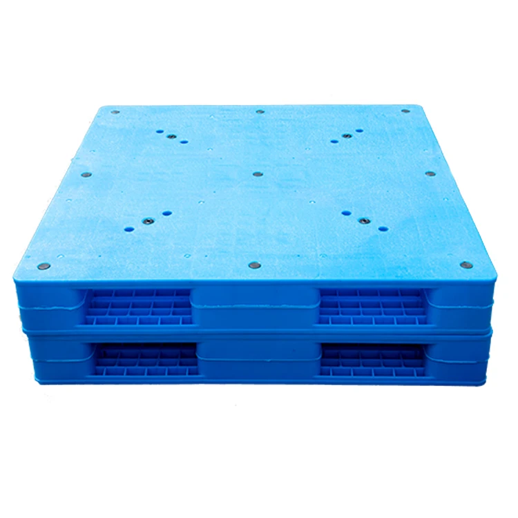 Reusable for warehouse rack storage usage 4-way double faced flat heavy duty industrial plastic pallets