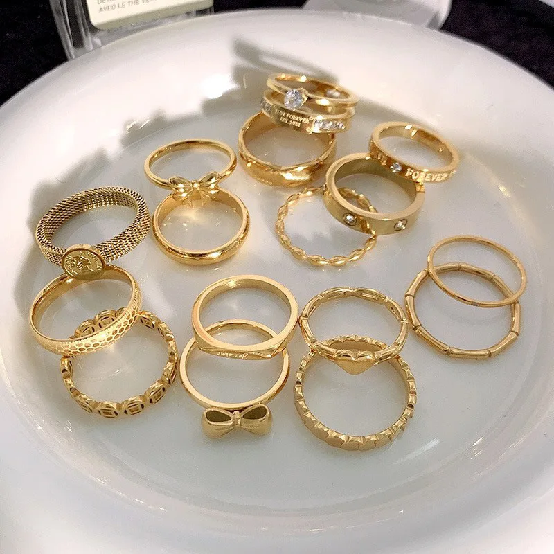 SSeeSY anillo custom non tarnish fashion jewelry 18k gold plated simple finger rings titanium stainless steel rings for women