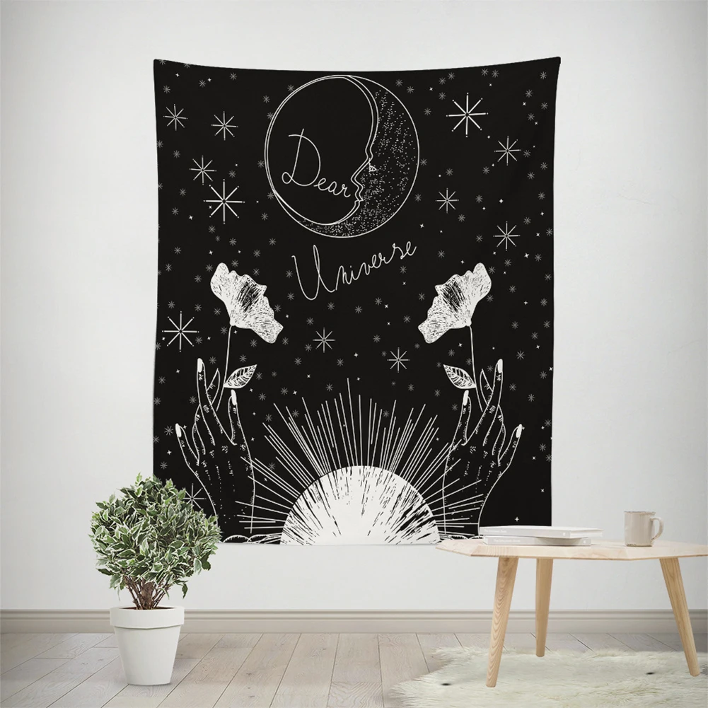 Home Decor Star Sun Moon Tapestry Design Printed Wall Hanging Tapestry 150x130cm
