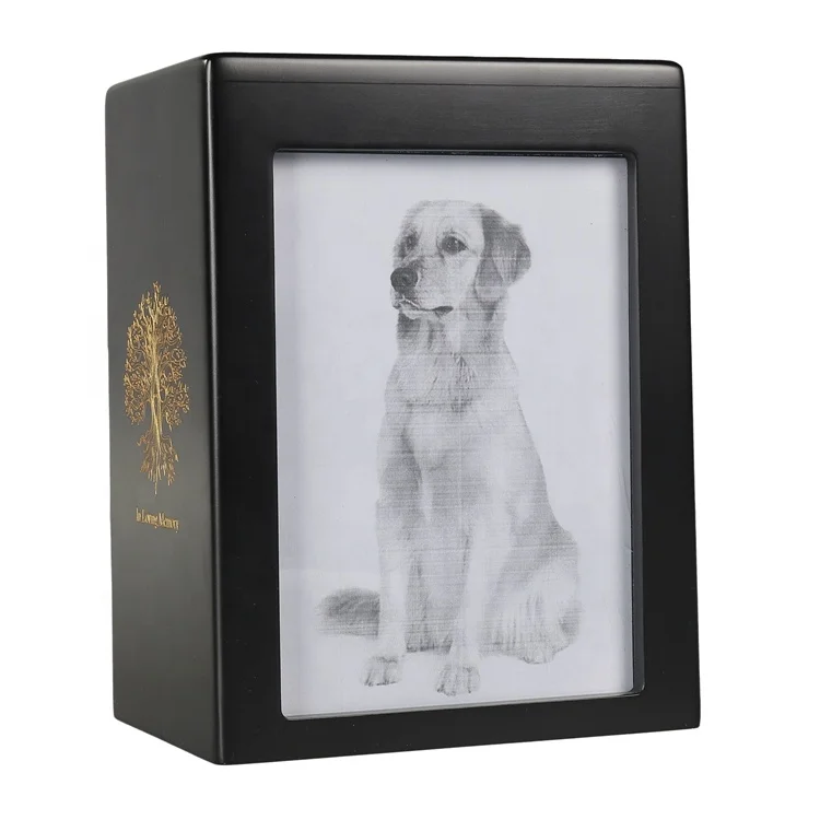 OEM/ ODM Cremation Memorial Urns for Pet Ashes Wooden Picture Frame Urns Box for Animal