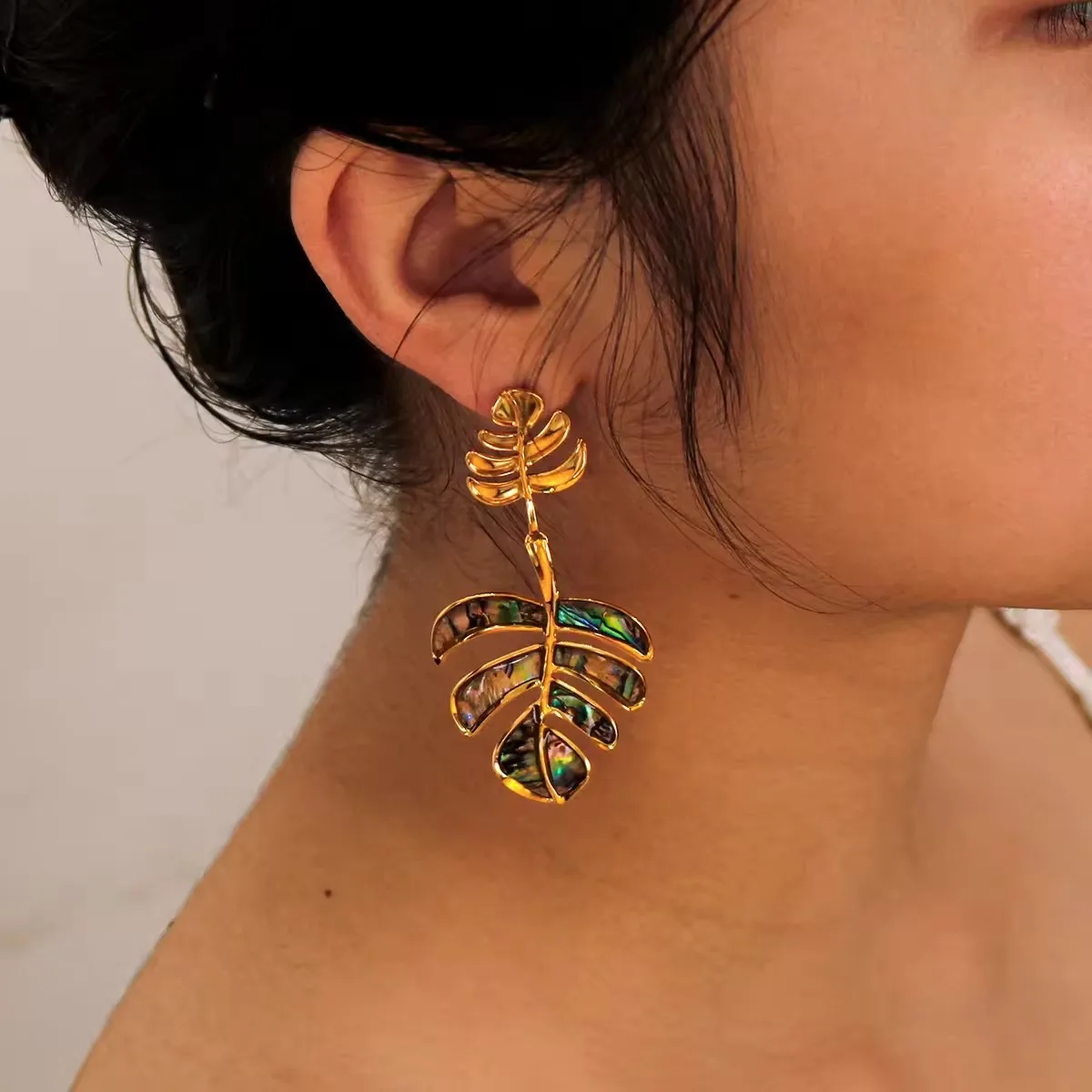 Starfish Turtle Inlaid Shell Pendant Earrings High Quality Stainless Steel Jewelry Non Tarnish Jewellery