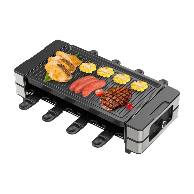 22956 Table Raclette Grill Easy Cleaning Nonstick Plate Electric BBQ Raclette PTFE Die Casting Aluminum Restaurant Kitchen Hotel