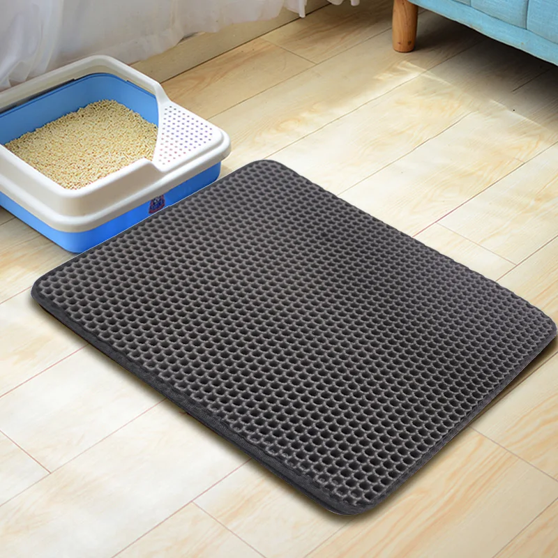 Double Layer Cat Litter Mat, Washable Anti-Splashing Cat Litter Trapping Mat, Non-slip Scatter Control Cat Litter Box Mat
