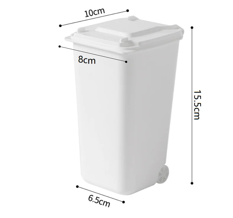 Mini waste bin Pen holder trash can desktop trash organizer plastic cute pen holder with wheels