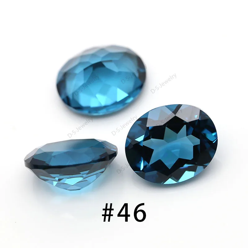 Custom Lab Grown Synthetic Nano Loose Stone 10x12 Oval Topaz London Blue Nanosital For Low Price