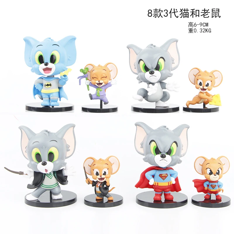Оптовая продажа 12 шт./набор игрушки Tom Jerry из ПВХ фигурка кошки мыши кукла для дня рождения украшения
