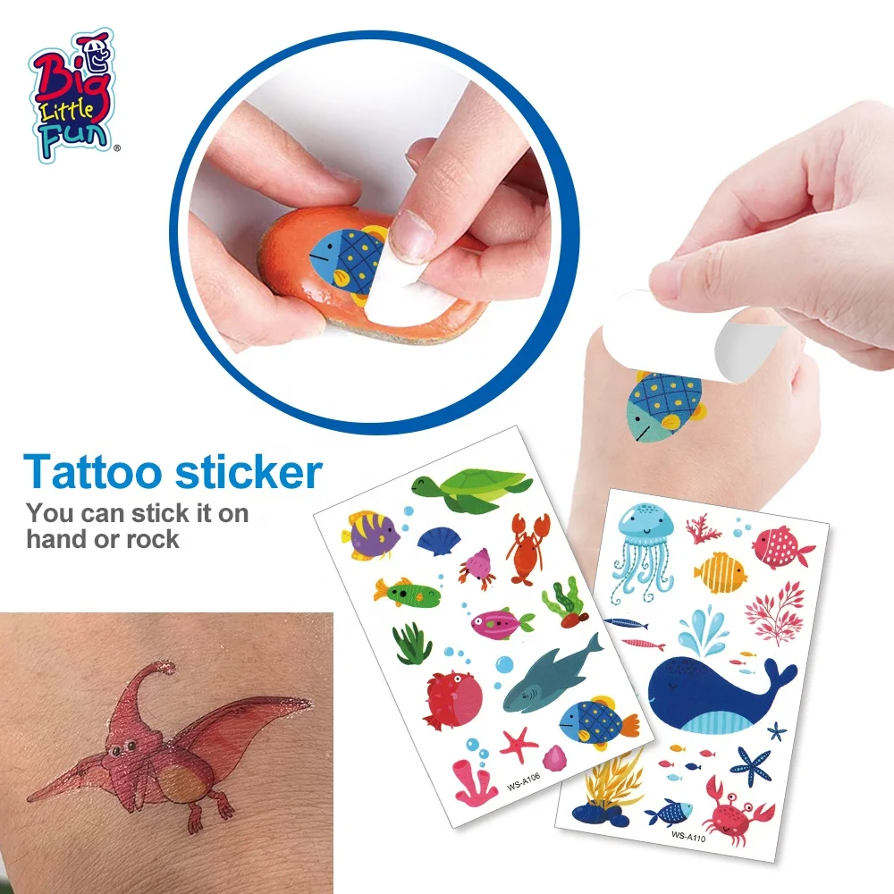 2024 new Product Creative Product Art Craft  Handmade Diy Toy Kid  Stone Drawing Set  Animal Paintings With Tattoo Sticker