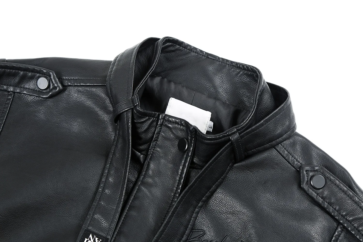 
Wholesale custom logo printed spring black long sleeve faux pu leather cropped bomber ladies women jackets with zipper 