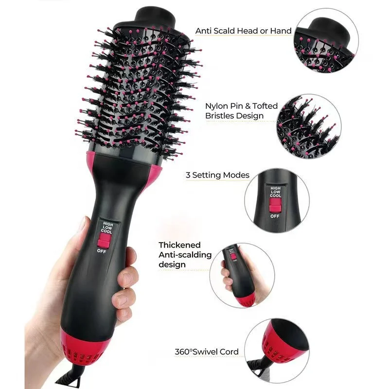 Professional Salon One Step Hair Brush Dryer and Volumizer 3-in-1 Negative Ion Hot Air Hair Brush