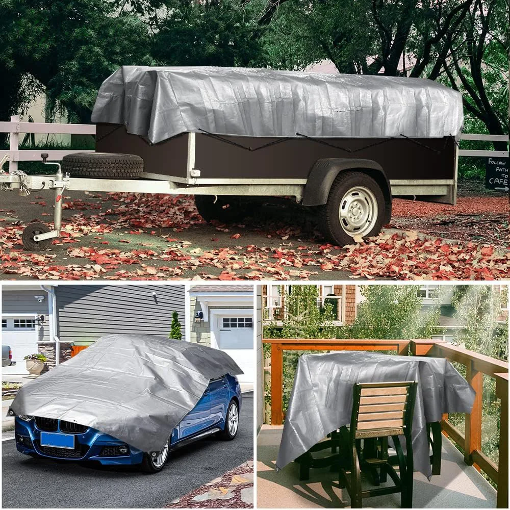 Tarpaulin Heavy Duty Waterproof Tarp Large Ground Camping Sheet with Eyelets for Outdoor Furniture Caravan Car Cover