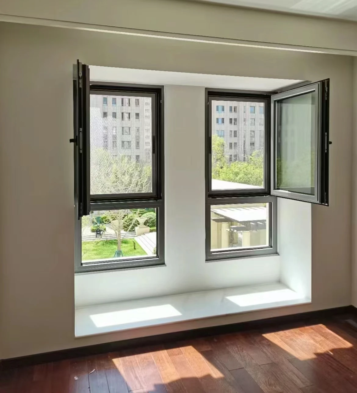 Aluminum Casement Window Simple Design Cheap Price Broken Bridge Aluminum Directly Factory Stainless Steel Glass