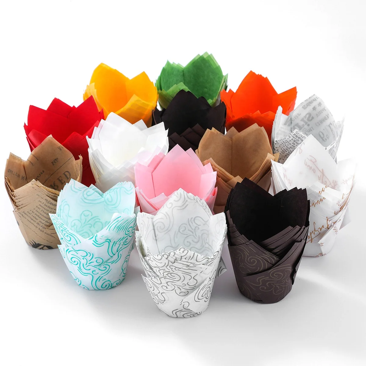50Pcs 5*5.5cm Tulip Flower Disposable Paper Cake Mold Chocolate Cupcake  Baking Muffin Paper Liner Holder Decor Kitchen Supplies