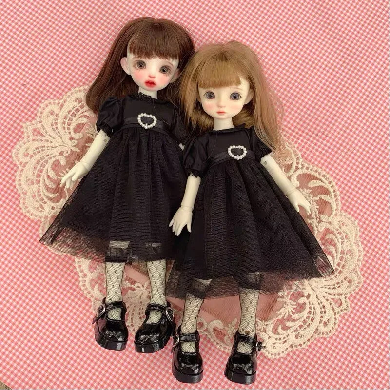 1/6 Одежда для кукол BJD черное платье в стиле Хепберна 12-дюймовых включает себя чулки