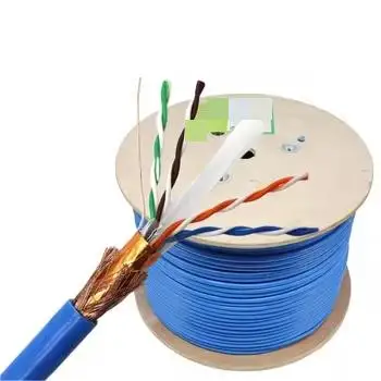305m Al foil CU braiding double shielded 24awg 2pr 4pr CCA BC copper cable sf/utp s/ftp sstp sftp cat6 cable