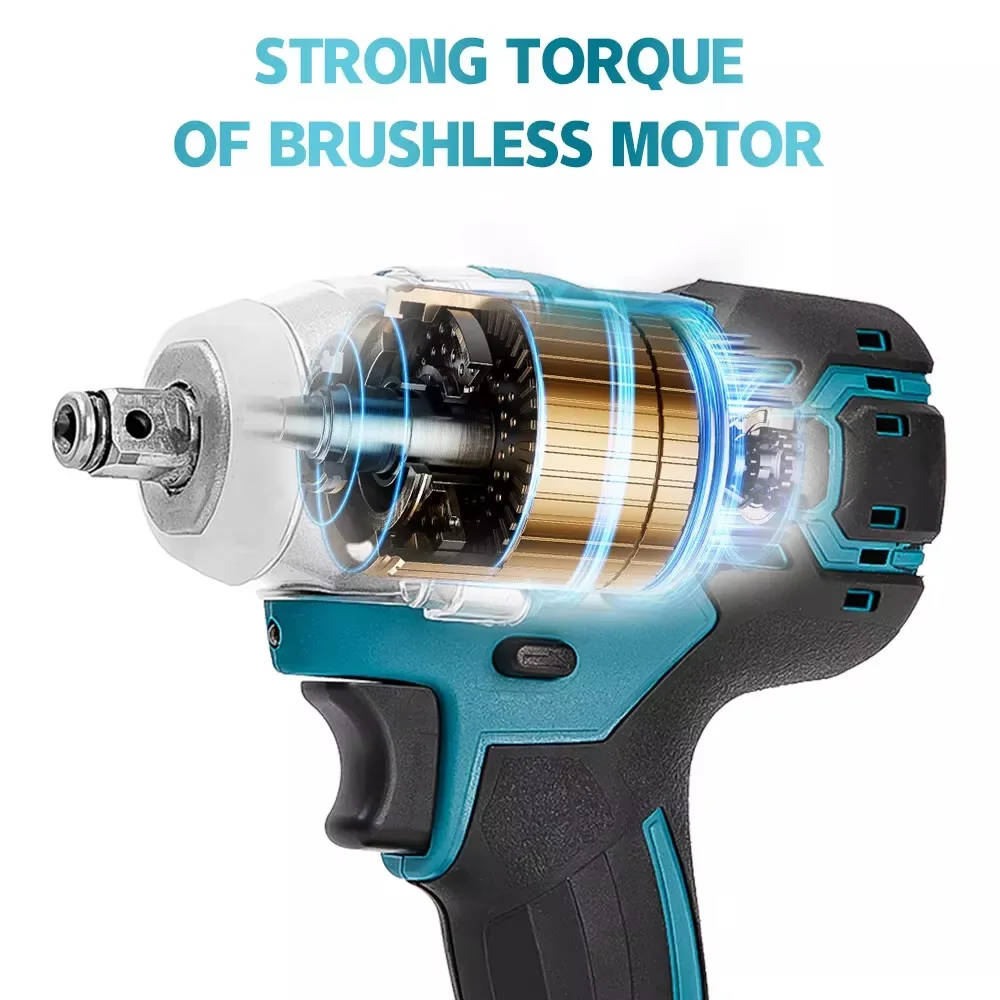 Industrial Grade 21V Cordless Impact Wrench Battery Powered High Torque Electric Ratchet Wrench for Truck Tire Power Tools