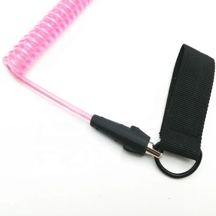 Cheaper Price High Quality Tether Spring Steel Plastic Self-locking Quick Release Carabiner Fashional Tool Spring Lanyard