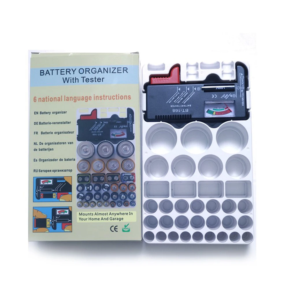 Batteries Storage Box Case Organizer For AA AAA 9V AG CR C D with BT168 Battery Tester battery organizer