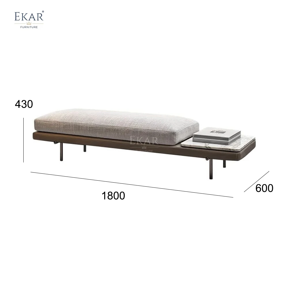 Modern Living Room Bench with Upholstered Seat and Wooden Legs