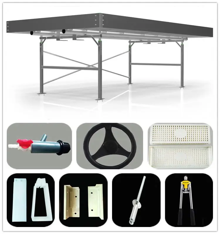 Easily Seedbed Planting Assembled Adjustable Abs Ebb And Flow Seedbed Hydroponic Planter Growing Table Rolling Bench