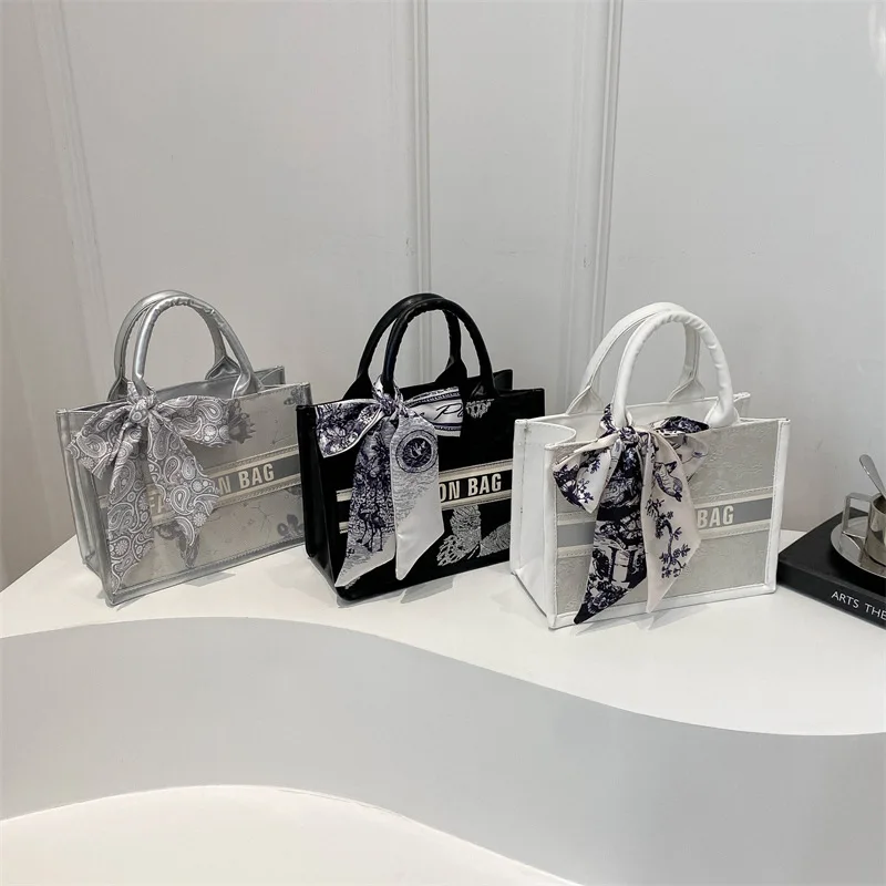 Handbag Ladies New Bag Letter Bow Scarf Bag