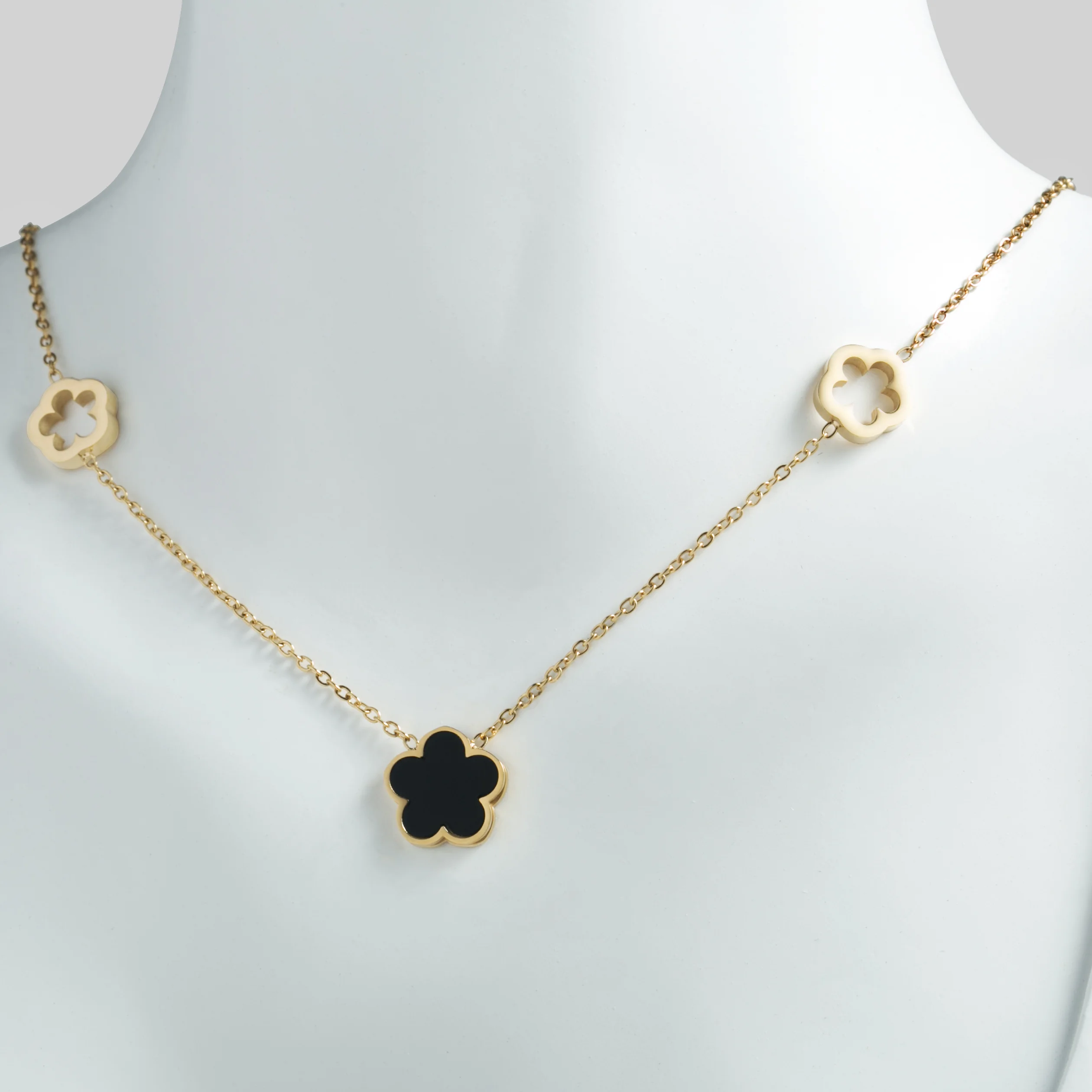 Collier Femme Custom Fine Jewellery Brand Replica Jewelry Bijoux en aci inoxyd Gold Plated Stainless Steel Clover Necklace