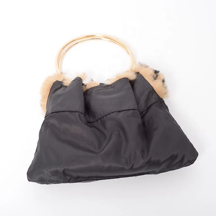 Высокое качество оптовая продажа однотонные сумки меховые пользовательские ручная сумка