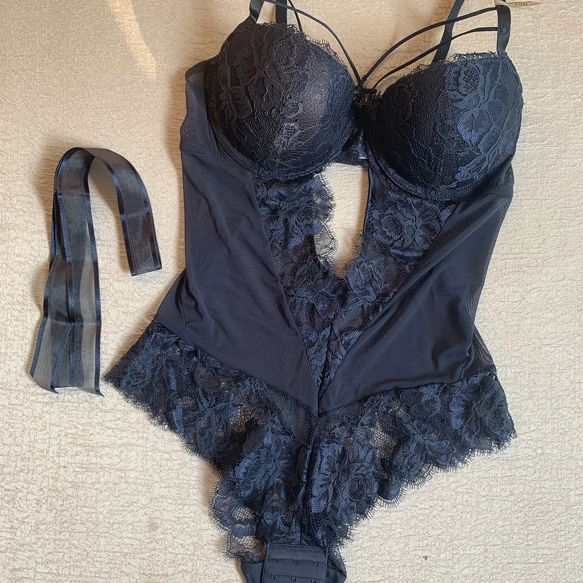 Hot Sale Valentines Day Sexy Lace Bodysuit Underwear Seductive bow Mesh Transparent Lingeries body suit