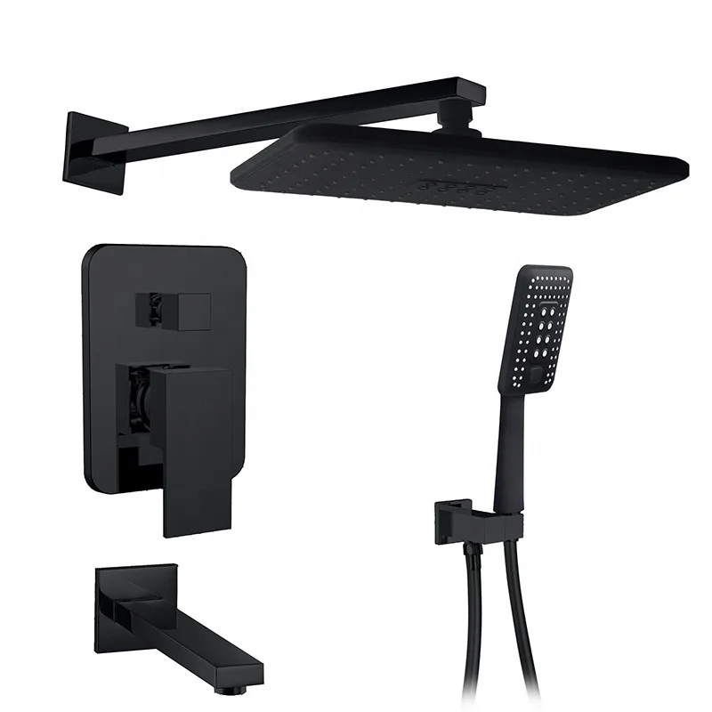 UPC black rainfall shower set griferia ducha robinet de douche chuveiros wall mounted bathroom bath & shower faucet system