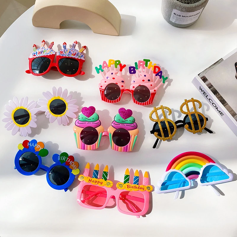 Children cute cartoon birthday funny glasses Korean girls fashion cheap plastic party sunglasses