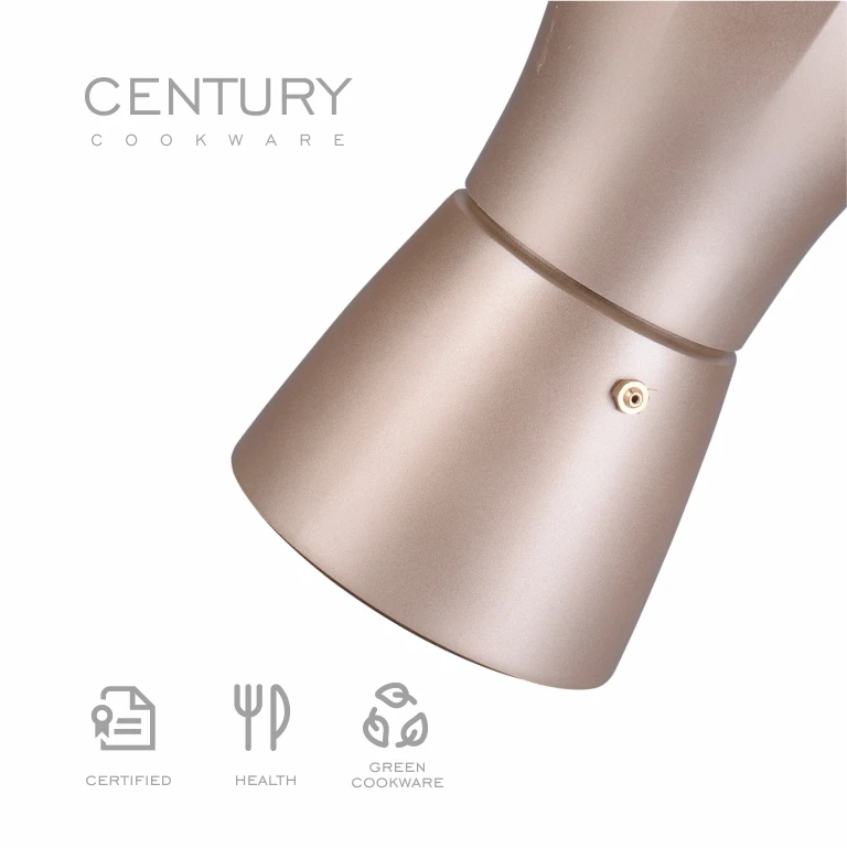 CENTURY Classic Moka Coffee Maker 600ml Aluminum Design with Portable Gas Ceramic Stove for Business Travel & Camping
